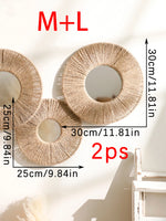 miroir mural rond tressé boho chic couleur beige noir blanc deco chambre salon