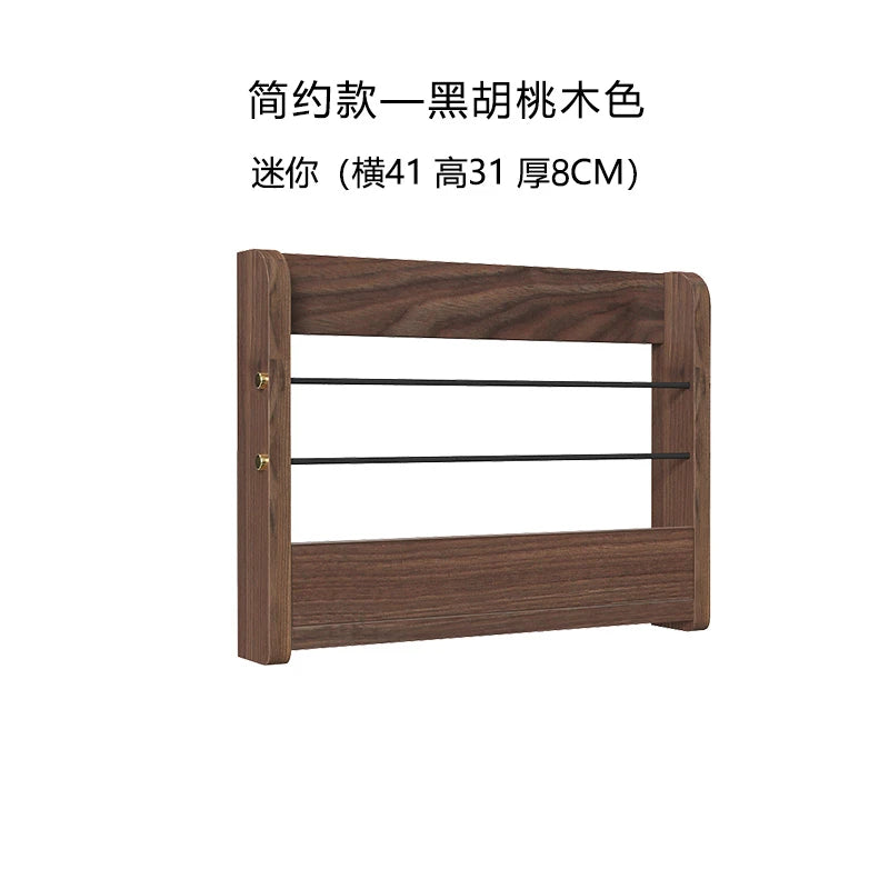 étagère murale bambou cachet routeur modem rangement câbles salon bois naturel