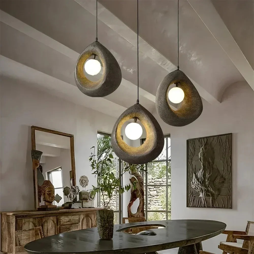 suspension lumineuse moderne gris texturé ampoule câble suspendu scandinave chambre salon decoration