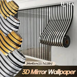 papier miroir 3D or rayures horizontales moderne adhésif imperméable chambre cuisine salon commerce