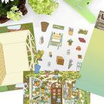 miniatures jardin scellées plantes meubles accessoires couleurs vert rouge bleu dessin animé opaques