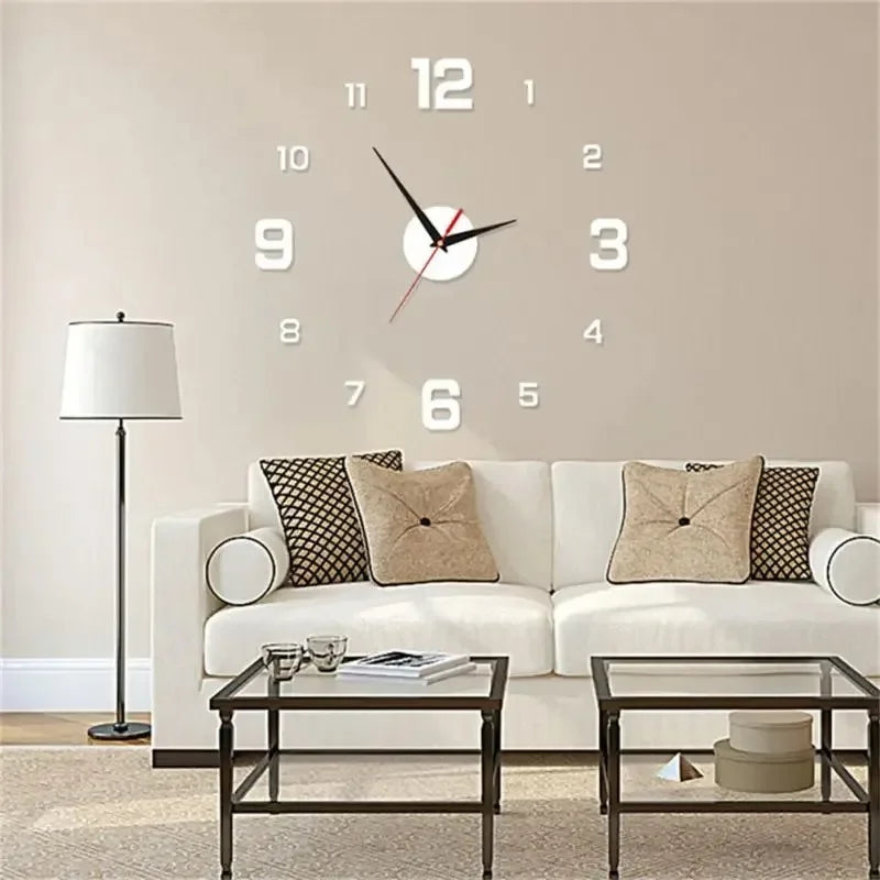 horloge murale moderne acrylique numérique aiguille relief minimaliste salon décoration quartz autocollant