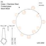 lustre suspension moderne blanc verre opalescent rond salon salle manger dimmable