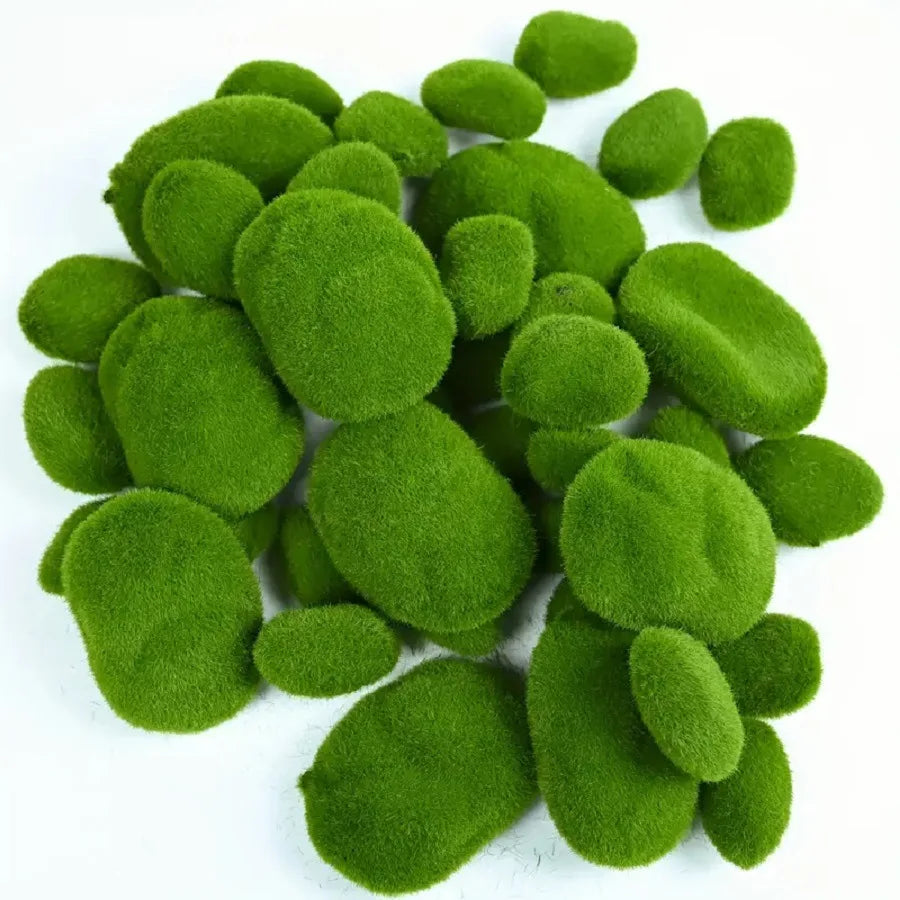 décoration extérieure moderne pierres artificielles vertes pelucheuses 12cm 9cm anniversaire jardin fêtes decoration christmas