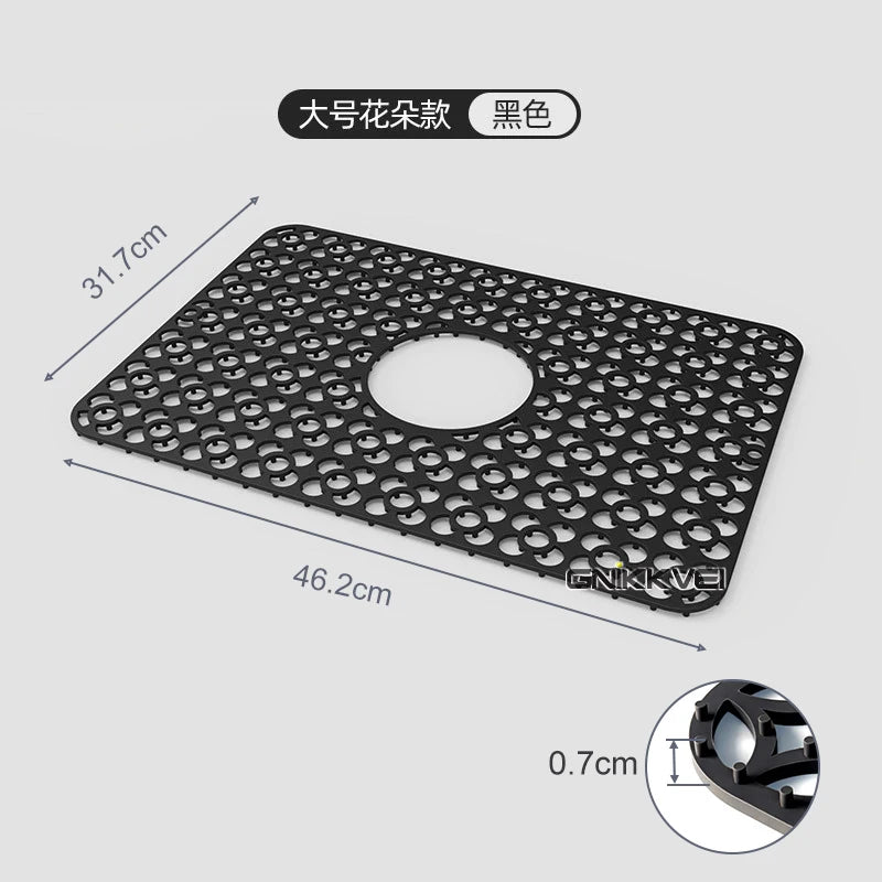 tapis cuisine silicone perforé moderne noir 200°C résistant 46.2cm 31.7cm