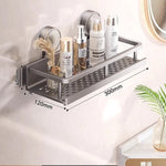 étagère salle bain argentée perforée moderne adhésive crochets multifonctionnelle 30cm 40cm 50cm