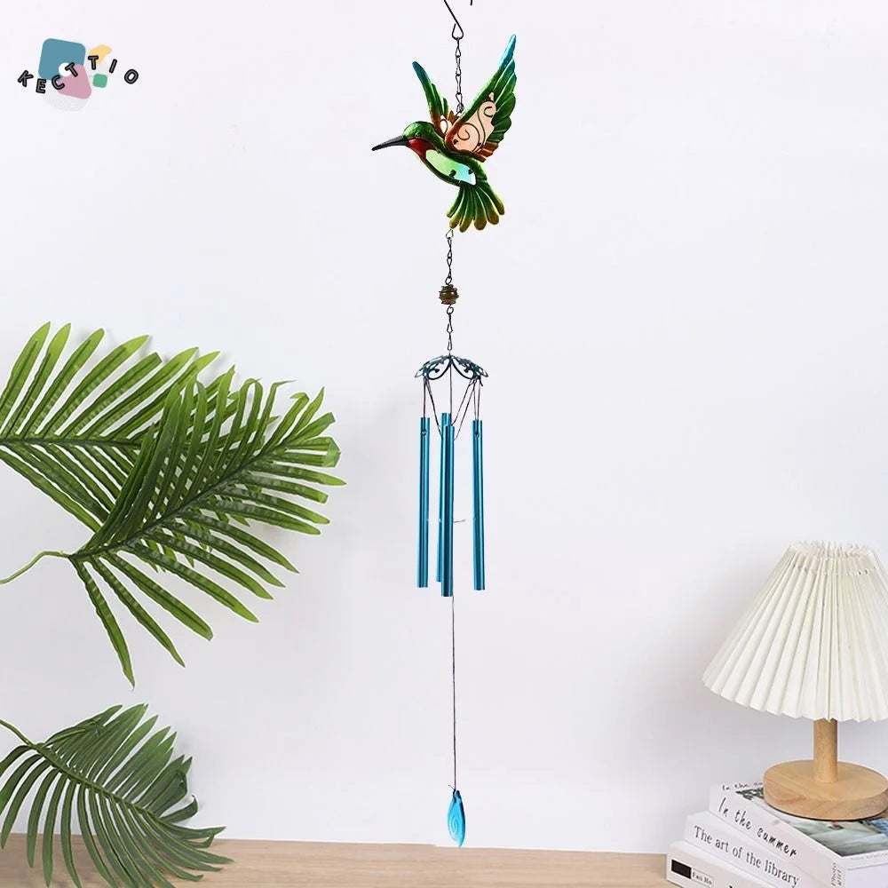 décoration suspendue oiseau cloches vent couleurs vives artisanal brillant variété tailles