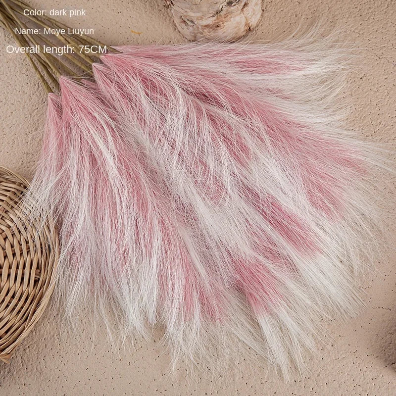bouquet plumes artificielles gris rose beige bleu naturel rustique intérieur 75cm decoration fete mariage