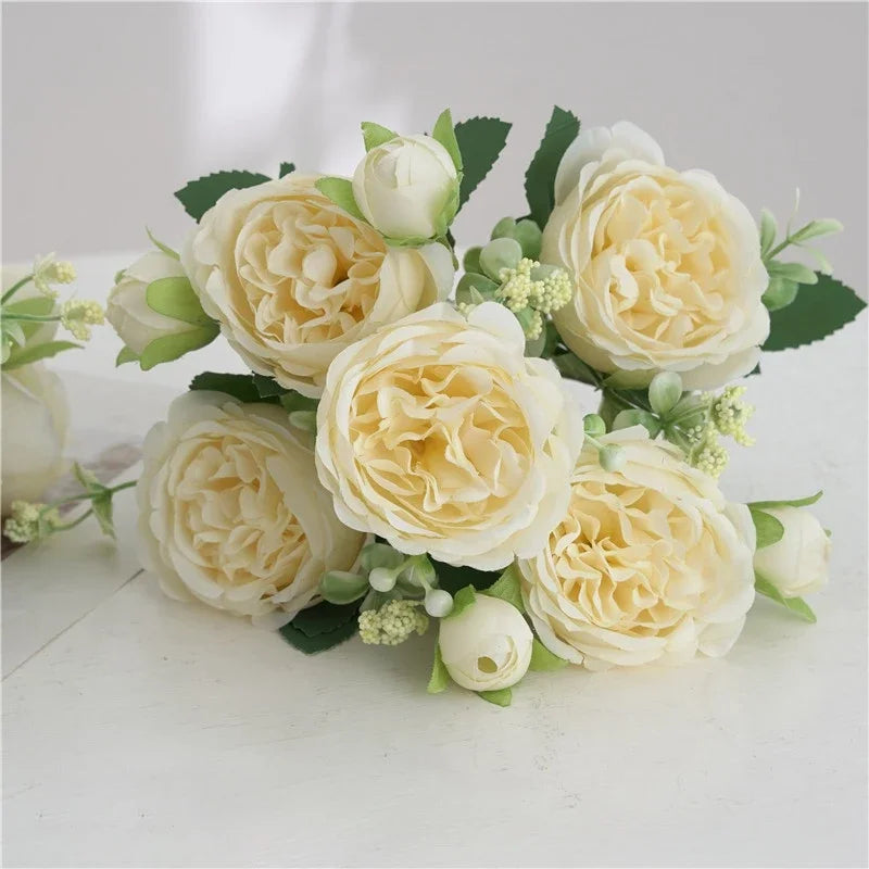 bouquet fleurs artificielles pivoines soie moderne élégant intérieur mariage anniversaire baby shower decoration chambre