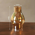 lampe poser moderne transparent base bois brun doré ridées minimalistes