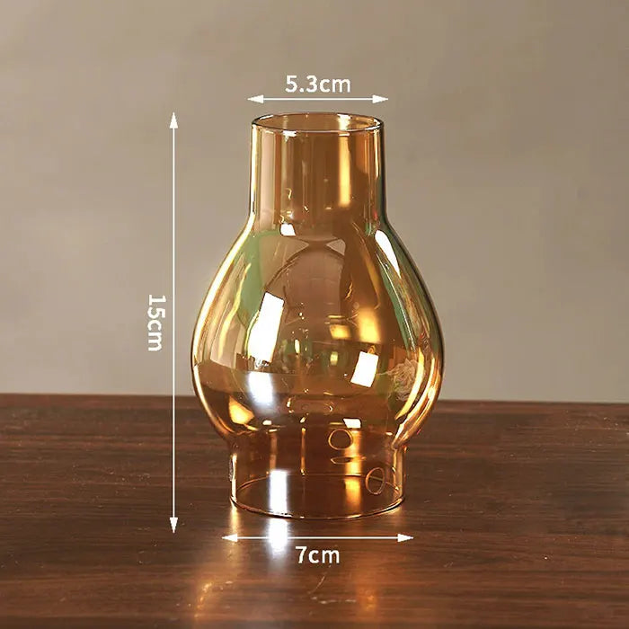 lampe poser moderne transparent base bois brun doré ridées minimalistes