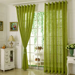 rideau vert texture lin moderne semi opaque tulle polyester inclusion accessoires fenêtre française