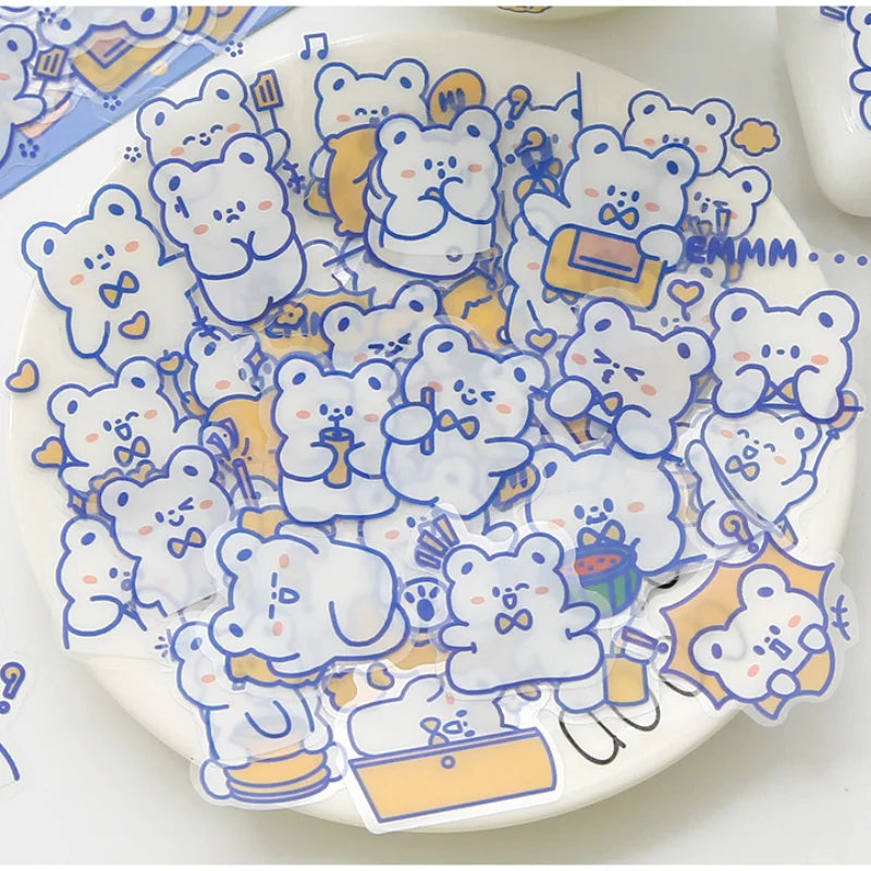 sticker kawaii mignon ours lapin coeur floral scrapbooking diy carte journal intime