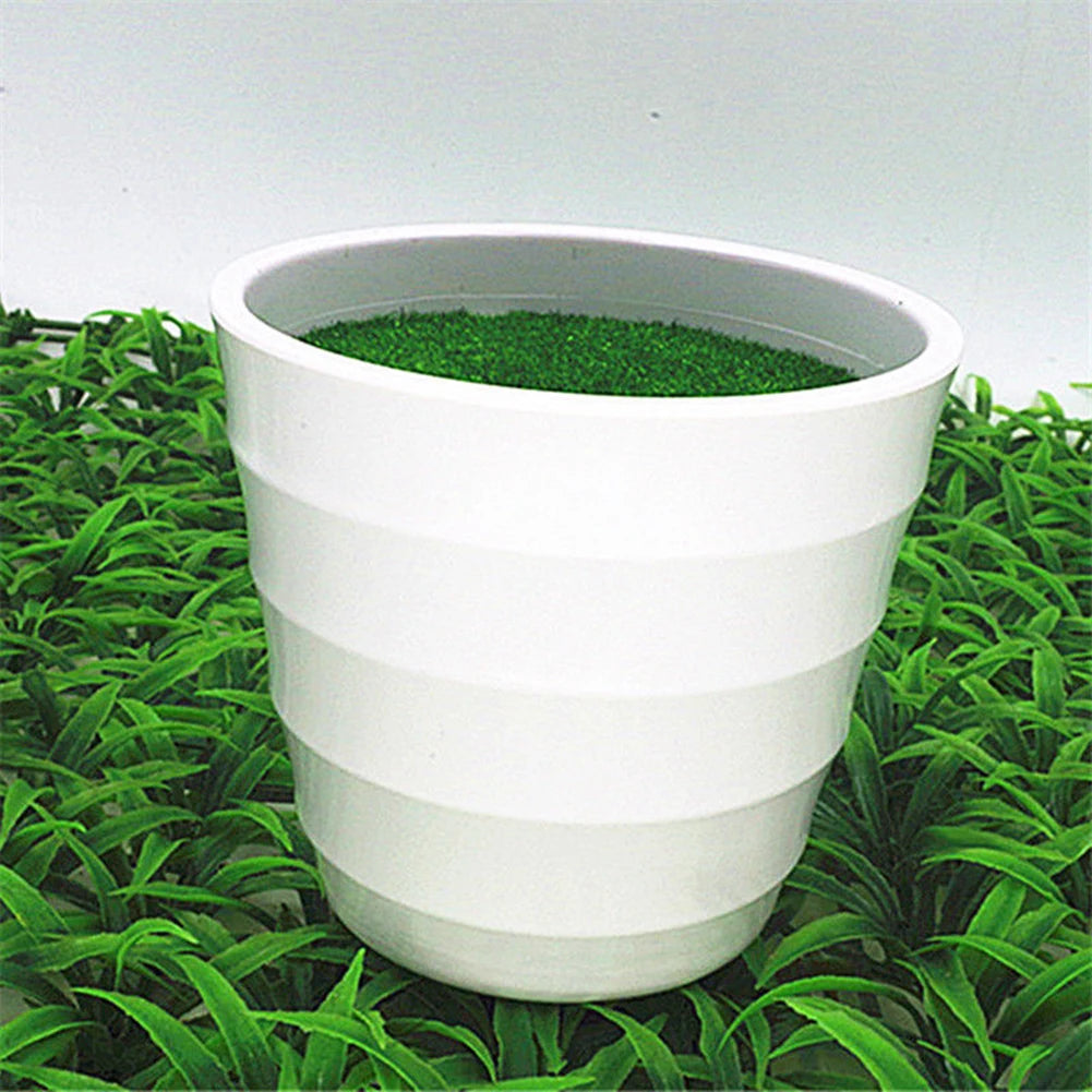pot fleurs blanc gazon synthétique motif ondulé moderne decoration jardin plastique blanc vert foncé