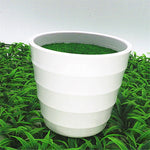 pot fleurs blanc gazon synthétique motif ondulé moderne decoration jardin plastique blanc vert foncé