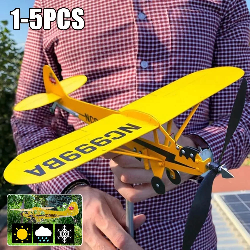 décor extérieur avion métal jaune classique vintage tringle métallique vent souffle jardinextérieur durable météo