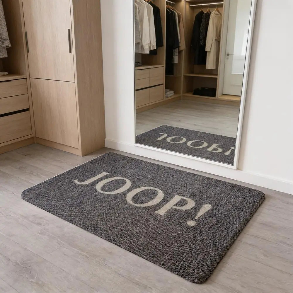 tapis sol intérieur moderne beige marron oiseau stylisé flanelle antidérapant absorbant lavable maison