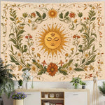 tapisserie florale imprimée bohème vintage rectangle couleurs chaudes solaire détaillée