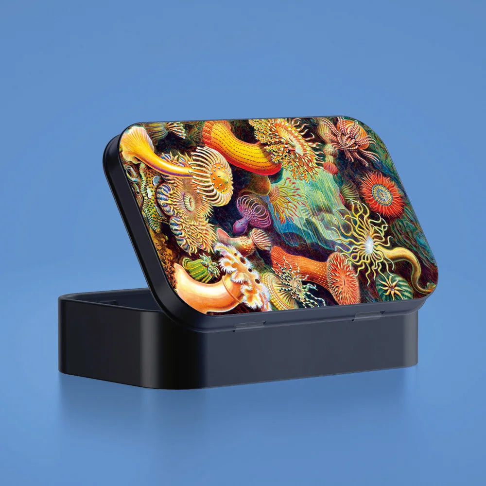 boîte métallique noire rangement cigarettes bijoux accessoires décoration animaux marins art van gogh