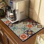 tapis cuisine moderne vert motifs floraux 30x40cm 40x50cm 50x60cm absorbant