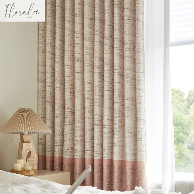 rideau occultant rose beige rayures horizontales moderne élégant chambre enfant salon maison