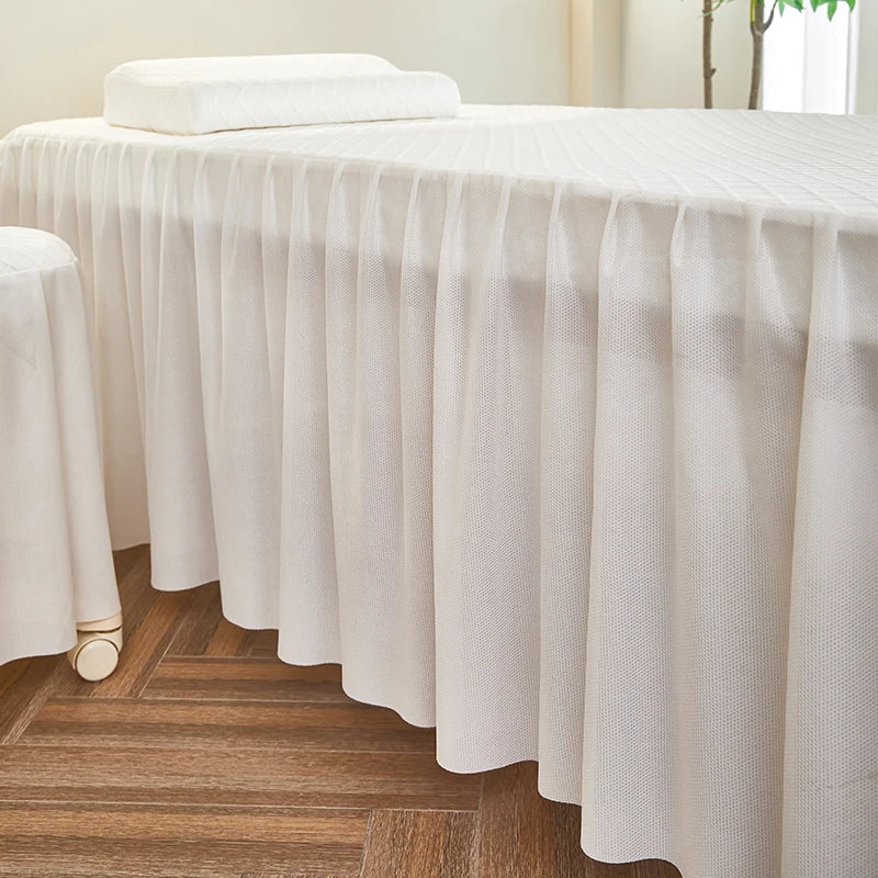 housses lit polyester coton brodé texture blanche moderne ruban adhésif inclusion