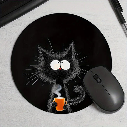 tapis souris chat noir caoutchouc antidérapant dessin animé tasse vapeur gaming accessoire durable