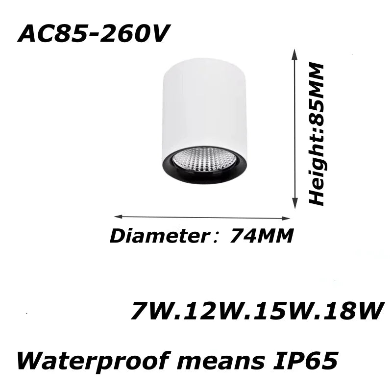 spot led noir moderne 28mm ip65 étanche 15w salle bain cuisine