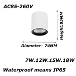 spot led noir moderne 28mm ip65 étanche 15w salle bain cuisine