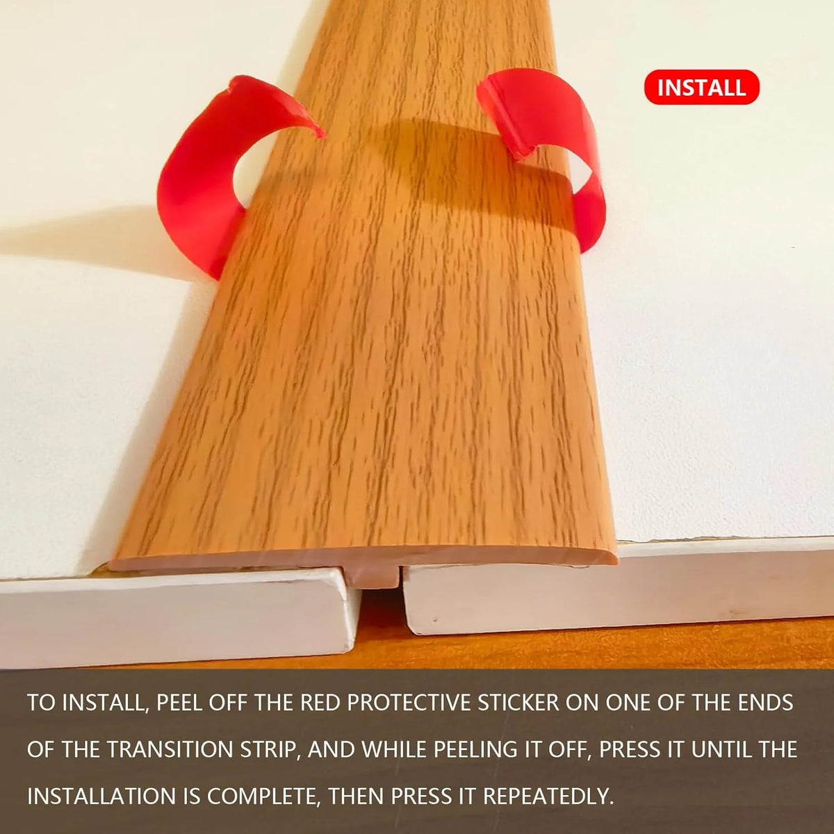 bande transition sol PVC 1m large 5cm adhésive moderne lisse bois gravé beige brun