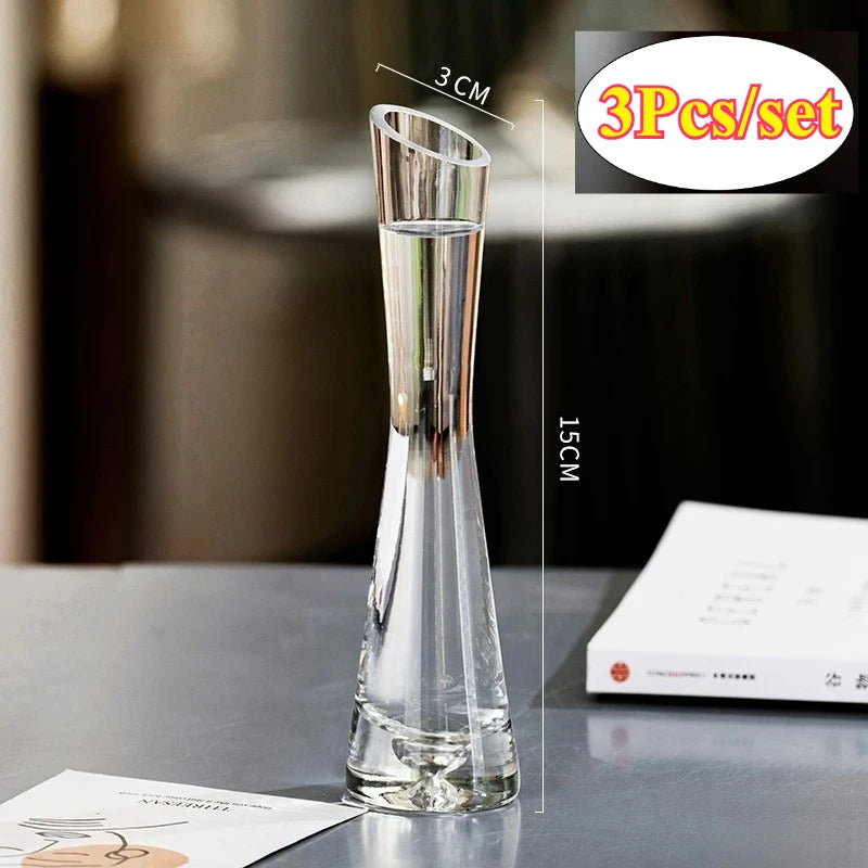 vases modernes transparents simples maison mariage 3pcs grande moyenne petite