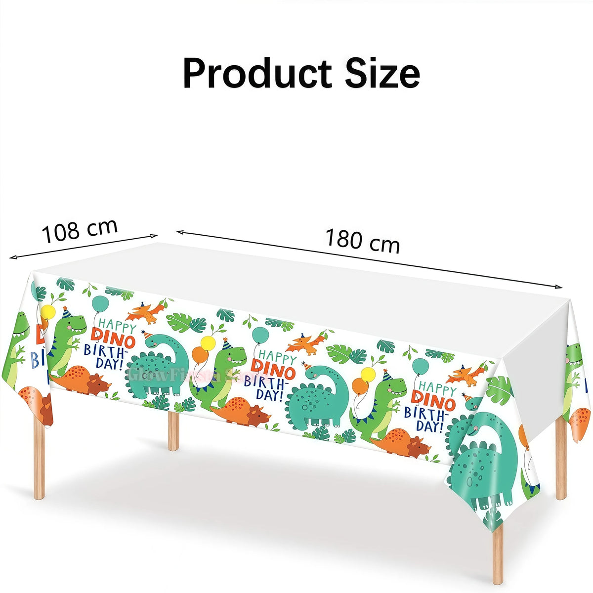 nappe plastique dinosaure motif enfant anniversaire decoration table verte marron blanc