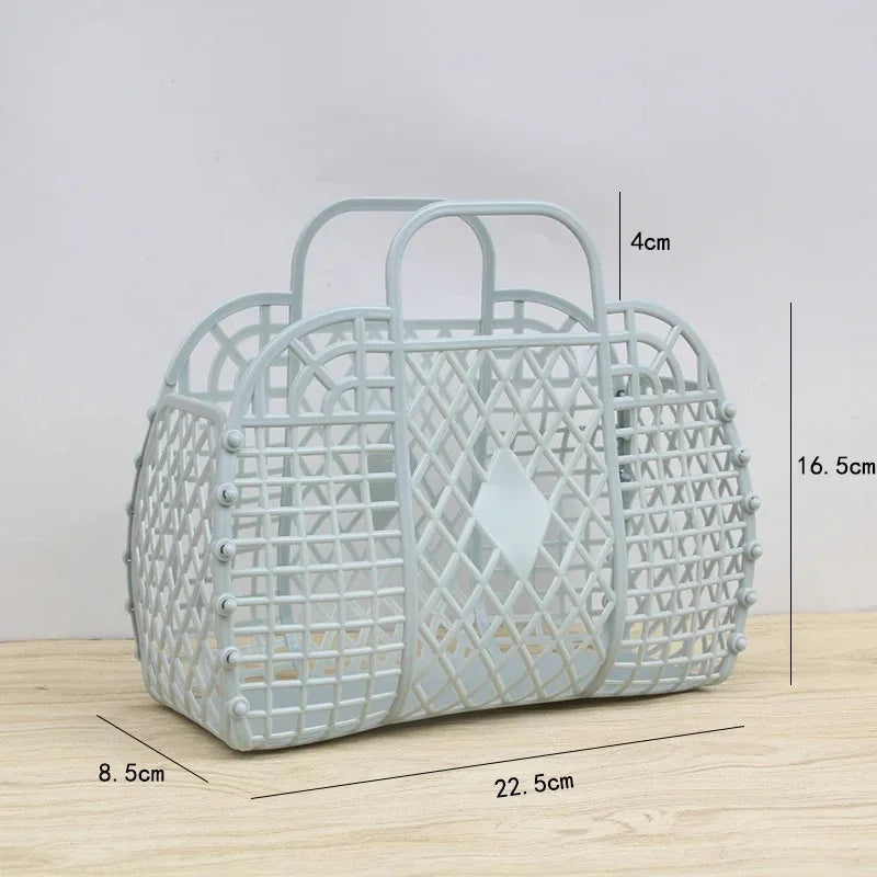 sac main maille vintage violet rose bleu clair beige pliable respectueux environnement