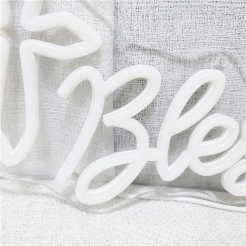 décoration lumineuse god bless sign neon blanc moderne religieux chambre coucher
