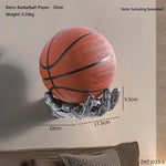 balle basket ball orange noire texture rugueuse moderne support mur rack.storage respectueux environnement