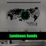 horloge murale moderne carte monde adhésif salon noir bleu vert designextérieur attendre