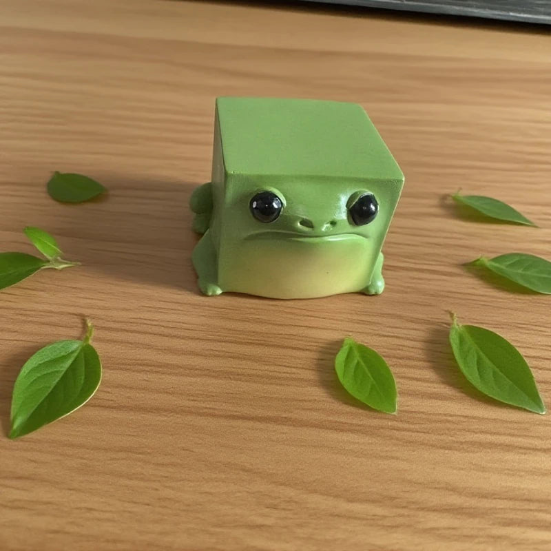 figurine grenouille résine verte cartoon mignonne décoration yeux noirs animal collectionnée ornement chambre enfants