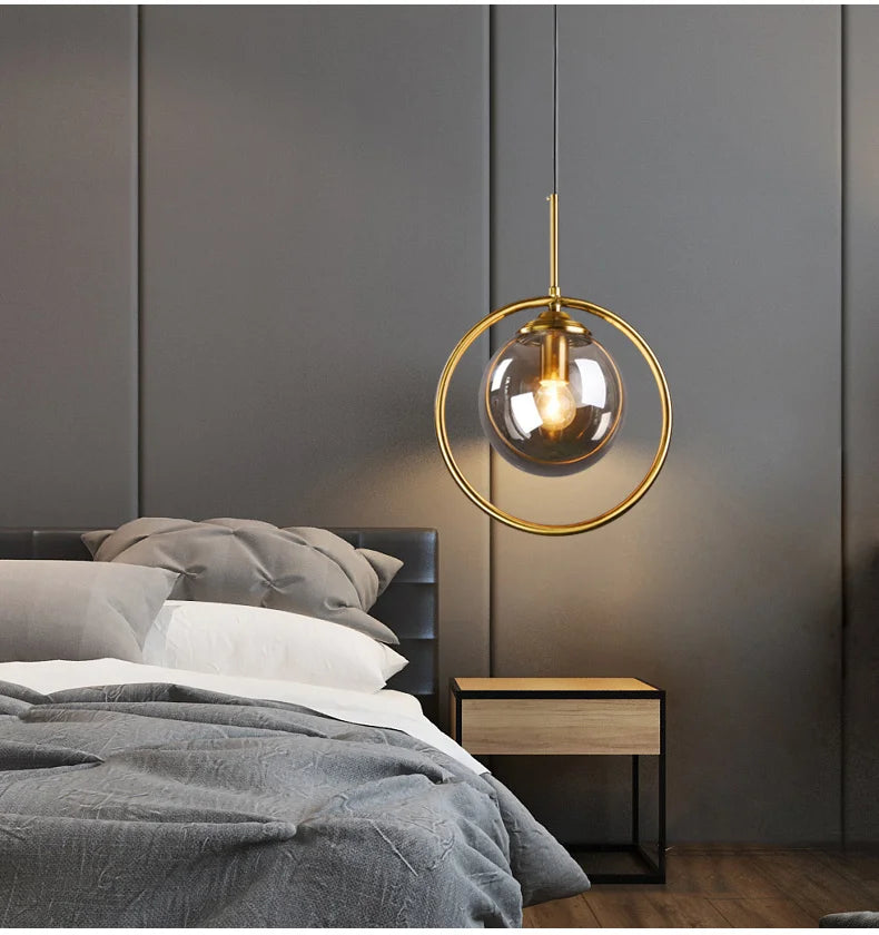 suspension or transparent moderne lampe pendentif verre boule chambre salon étude hall