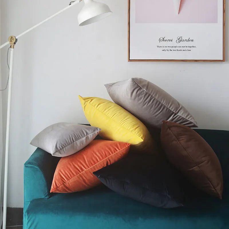 housse velours noir carrée moderne décoration intérieure 30x50cm 40x40cm 45x45cm 50x50cm