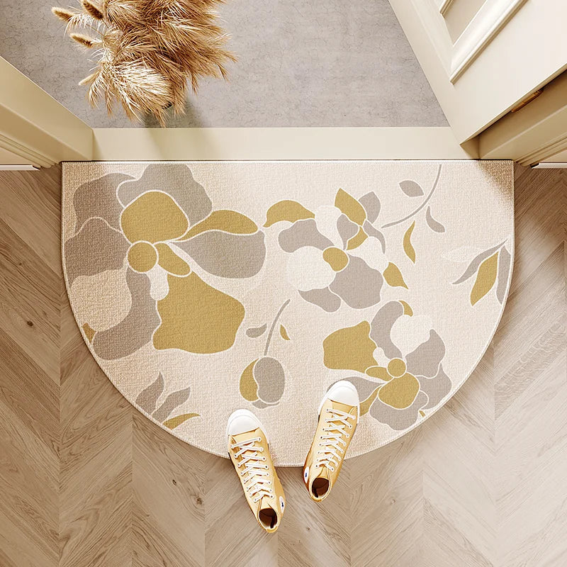 tapis demi circulaire moderne rayures horizontales résistant saleté facile nettoyage vestibule chambre cuisine