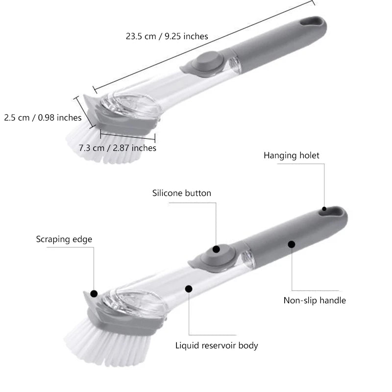brosse vaisselle multifonctionnelle gris transparent respectueuse environnement moderne pratique non slip