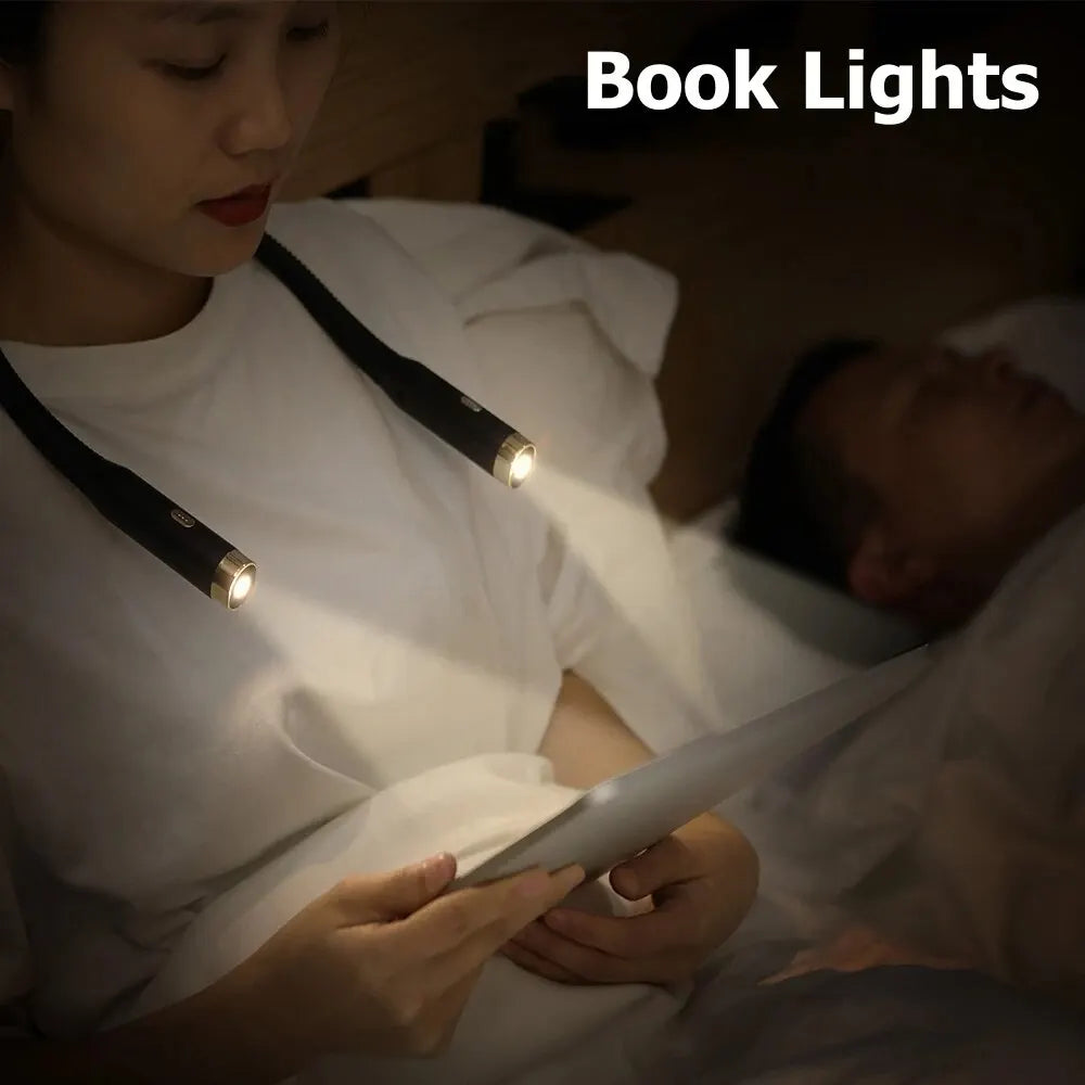 lampe lecture flexible rechargeable led collier portatif nuit noir moderne