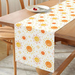 chinois moderne chemin table lin soleils colorés blanc orange jaune festive salle manger