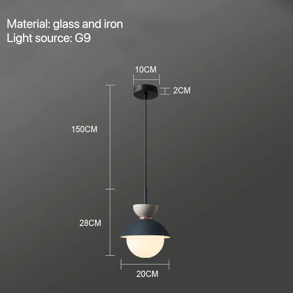 suspension lumineuse moderne pendentif câble bleu rose gris sphérique mat