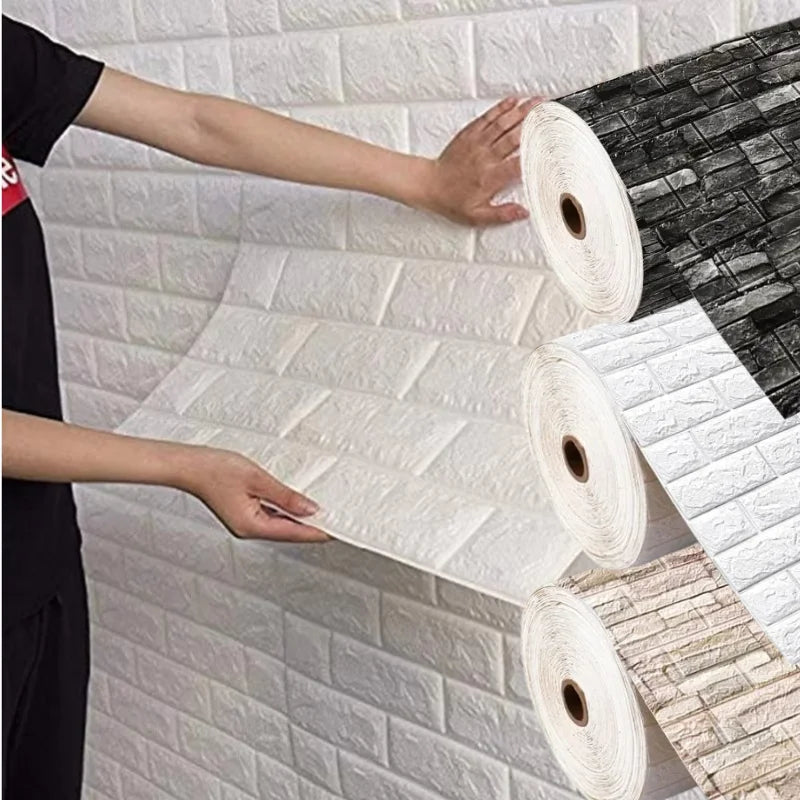 papier peint adhésif mural effet brique texture moderne blanc gris beige marron décoration intérieur