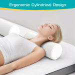 coussin ergonomique blanc mousse mémoire forme conique texture pointillée zip 15x40cm lit massage cervical