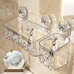 Panier d'étagère à ventouse motif Glacier installé dans une douche moderne