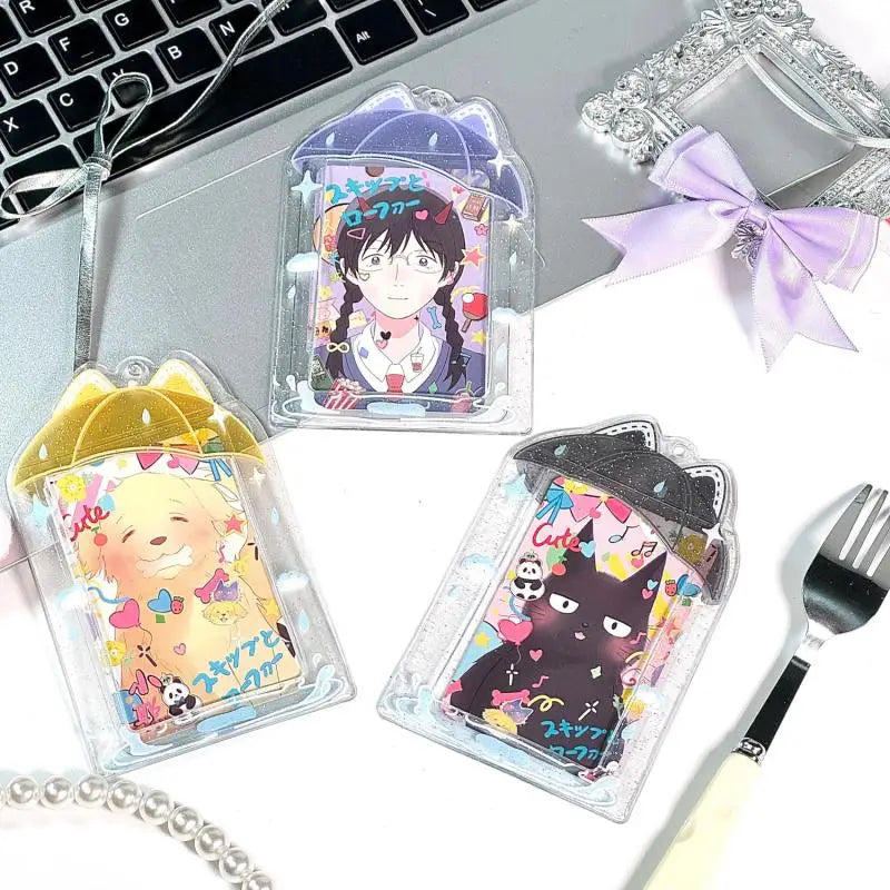 porte cartes transparent kawaii motifs animés couleurs vives chaines mignon personnages variés