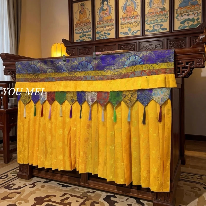 rideau decoratif tissu motifs floraux geometriques couleurs vives suspension tassons decoratifs nappe asiatique traditionnelle