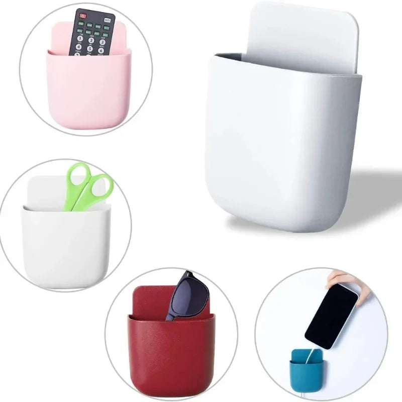 boîte rangement murale moderne télécommande stylos accessoires adhésif rouge bleu